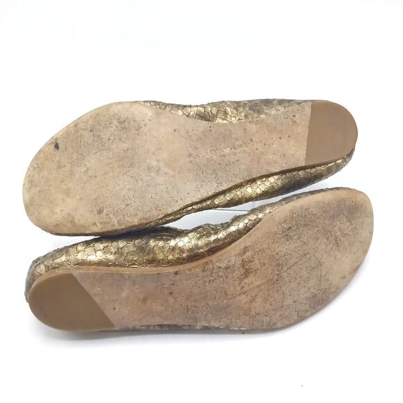 Vera Wang Lavender Ballet Flats | Gold Metallic Snake Leather Made in Italy EUC - Picture 14 of 16